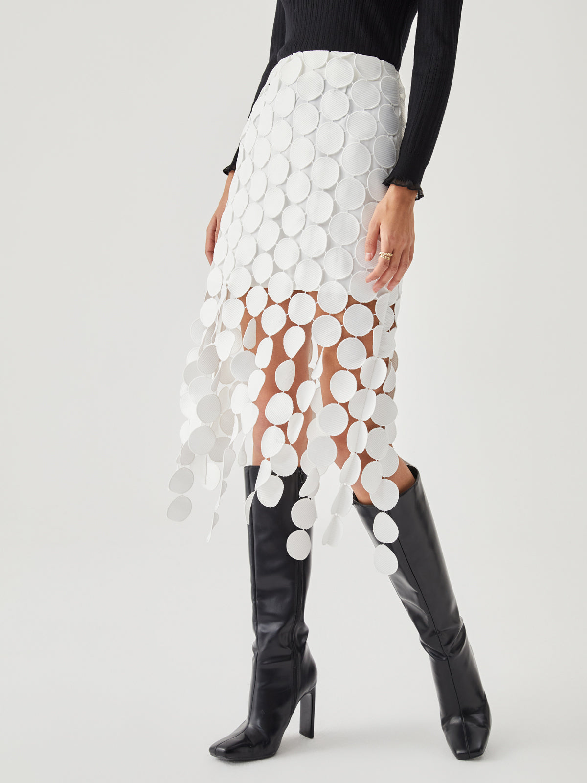 Laser Cut Multi Circle Double Layered Skirt