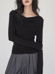 Draped Long Sleeve Slinky Shirt