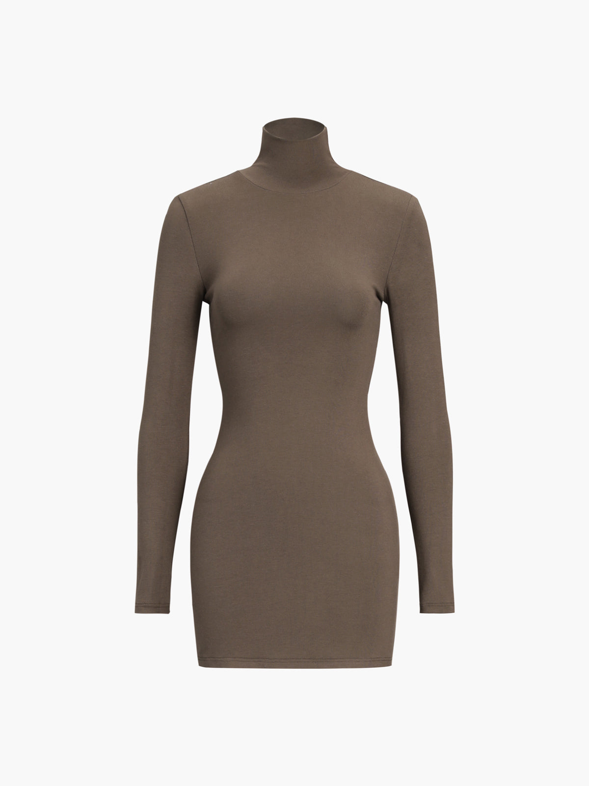 Turtleneck Open Back Long Sleeve Short Dress