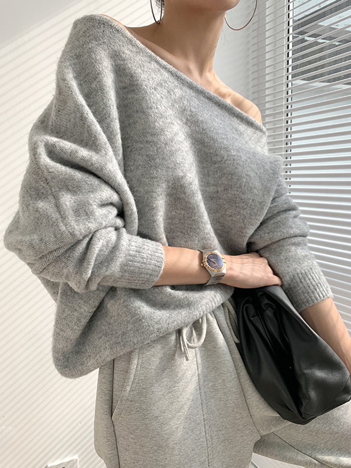 One Shoulder Asymmetric Sweater