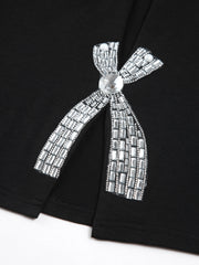 Rhinestone Bow Decorated Top