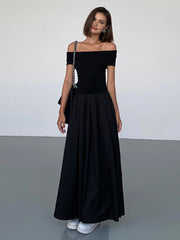 Frenchy Solid Off-Shoulder Long Dress