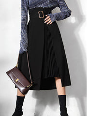 Irregular Package Belted Midi Skirt