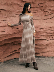 Maillard Tie Dye One-Shoulder Knit Long Dress