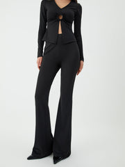 Solid Flared Long Pants