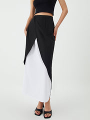 Patchwork Split Maxi Skirt