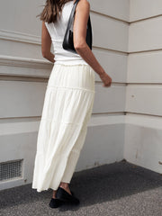 Solid Layered Long Skirt