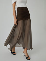 Net Chiffon Patchwork Maxi Skirt