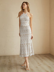 Glamorous Lace Halter Long Dress