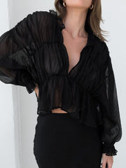 Chiffon Ruffle Detail Blouse