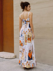 Dream Life Print Back Knotted Long Dress