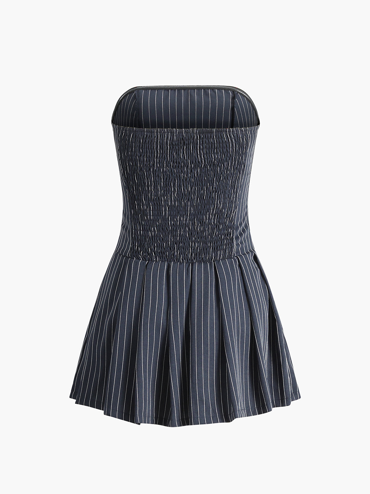 Pinstripe Tube Short Pleated Dress