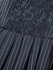 Pinstripe Tube Short Pleated Dress