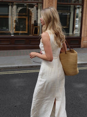 Cotton & Linen Sleeveless Long Dress