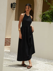 Solid Halter Long Dress