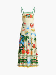 Paradise Print Vacation Cami Long Dress