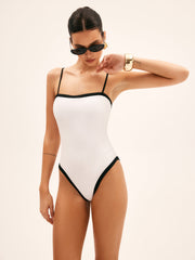 Contrast Binding Basic One Piece Swimsuit