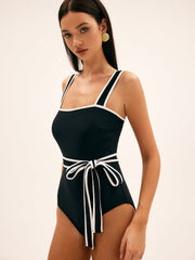 Sunbeam Contrast Belted One Piece Swimsuit