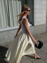 Creamy Leisure Midi Skirt