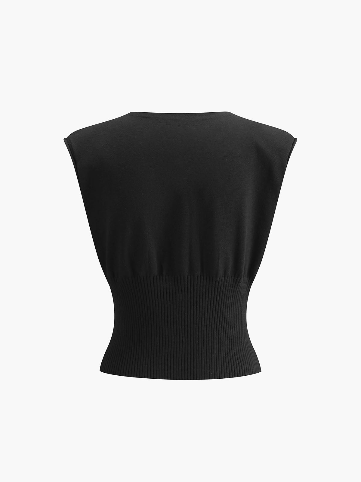 Plain Shoulder Pads Metal Button Tank Top