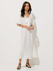 Elegant Knotted Half-Sleeve Midi Dress