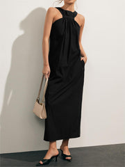 Solid Sleeveless Long Dress