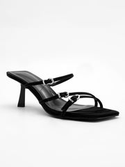 Square Toe Strappy Heeled Sandals