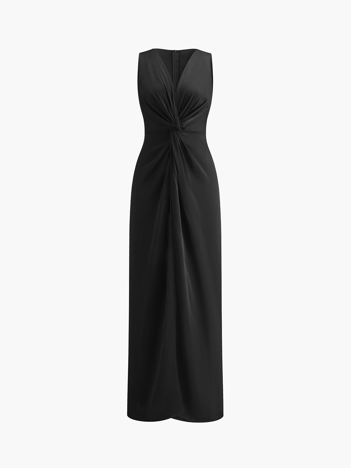 Solid Knotted Split Tube Long Dress