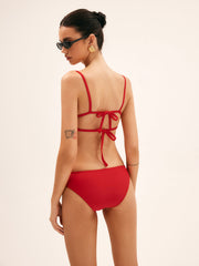 Cherry Bomb Solid Lace-Up Bikini Set