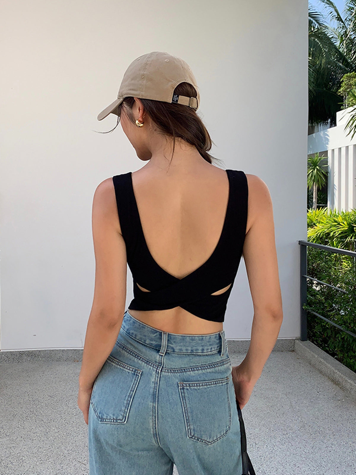 Cross Back Crop Tank Top