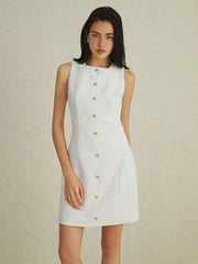 Sleeveless Muti-Button Short Dress