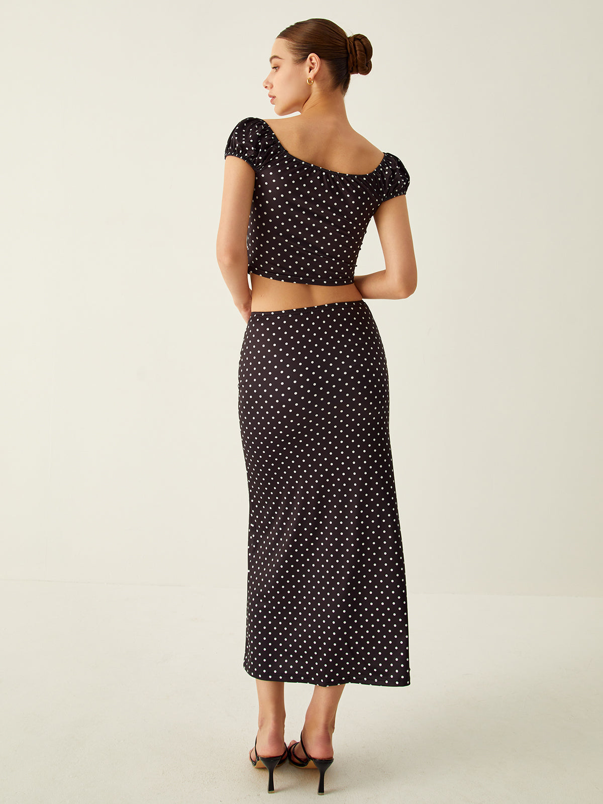 Polka Dot Knotted Skirt Set