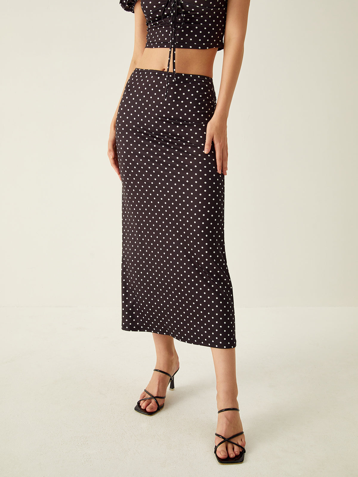 Polka Dot Knotted Skirt Set