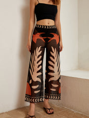 Bird Print Sheer Mesh Pants