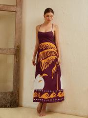 Print Backless Tie Back Long Dress