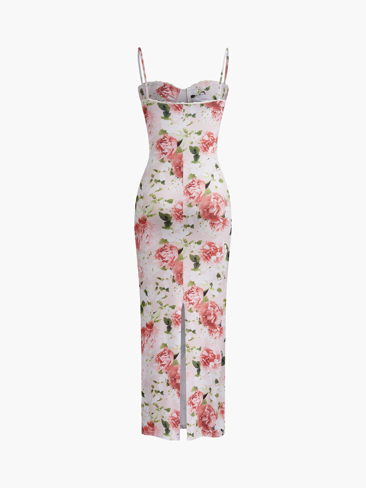 Floral Sweetheart Neck Slim Long Dress