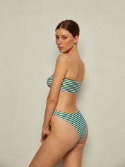 Stripe Bikini Set With Cover Up Skirt