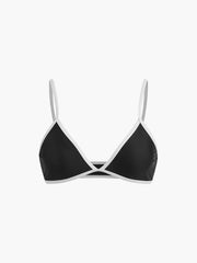 Contrast Strap Triangle Bikini Set