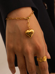 Heart Pendant Chain Link Bracelet