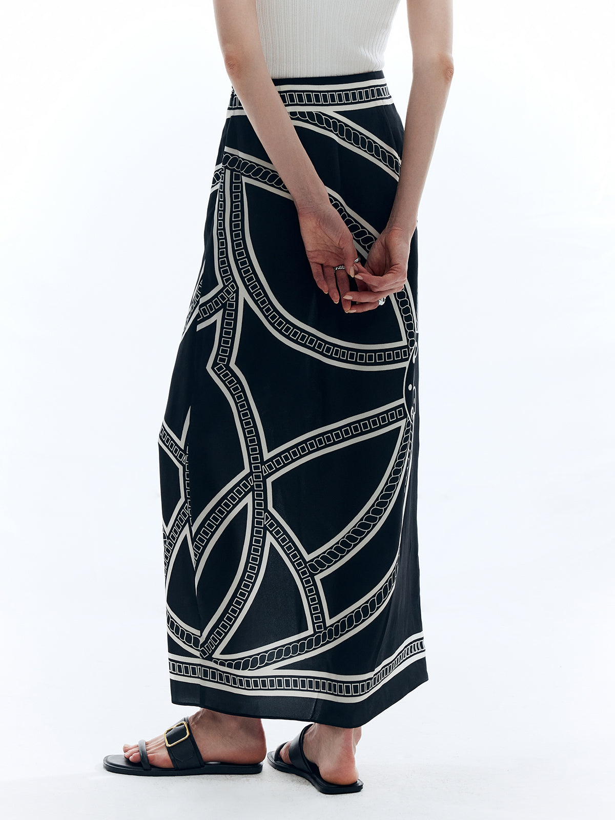 Print Split Vintage Skirt