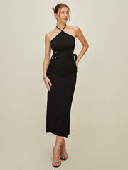 Backless Halter Knotted Dress