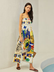 All Over Print Multi Color Cami Long Dress