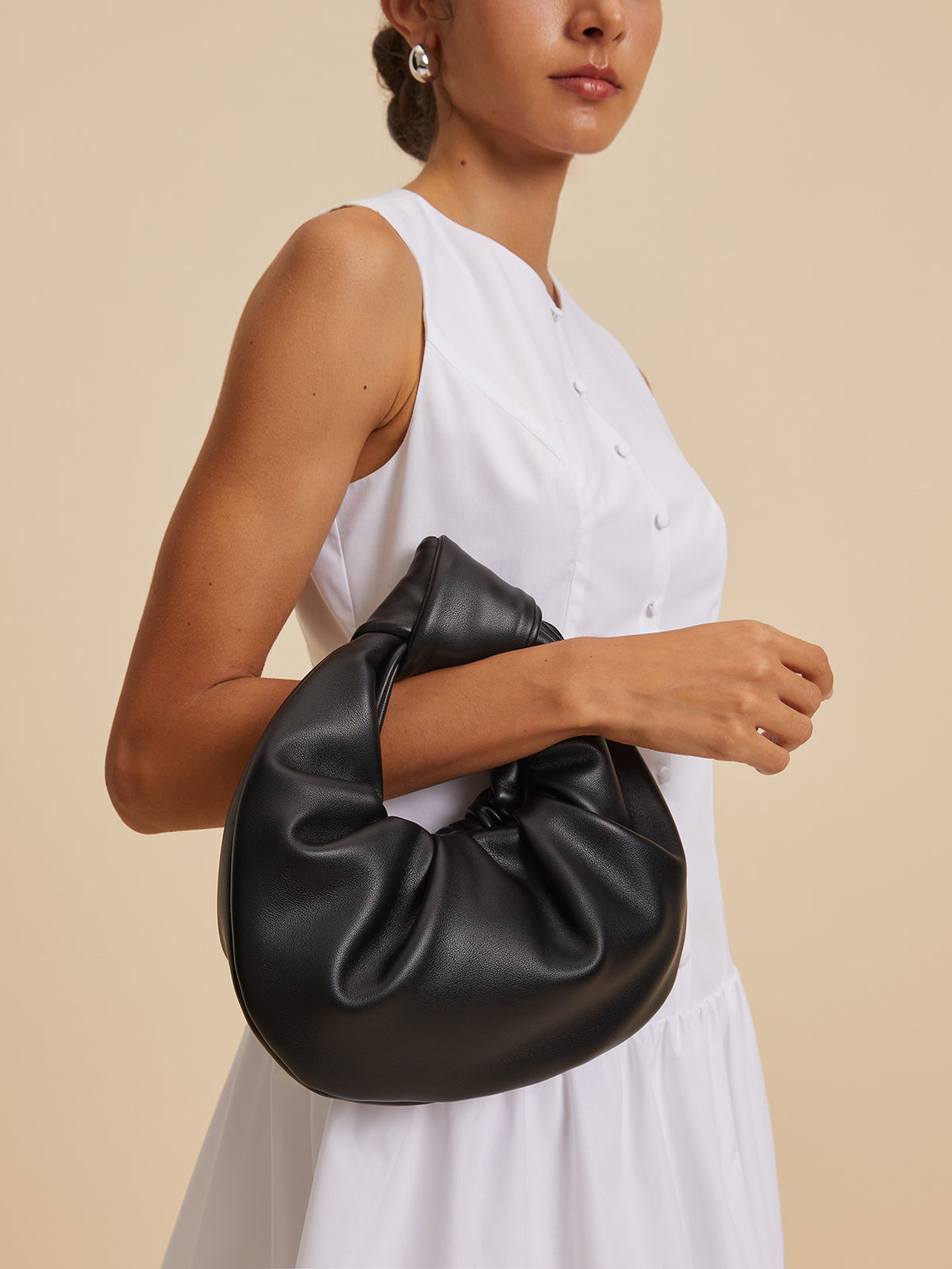 Crescent Knotted Ruched Bag