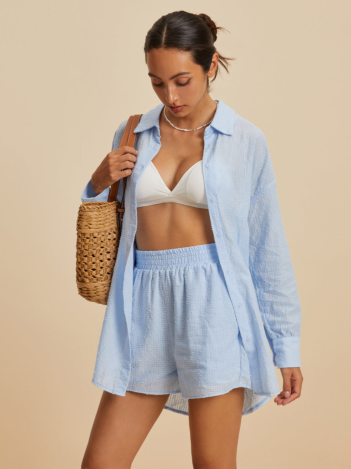 Jacquard Casual Shorts Set