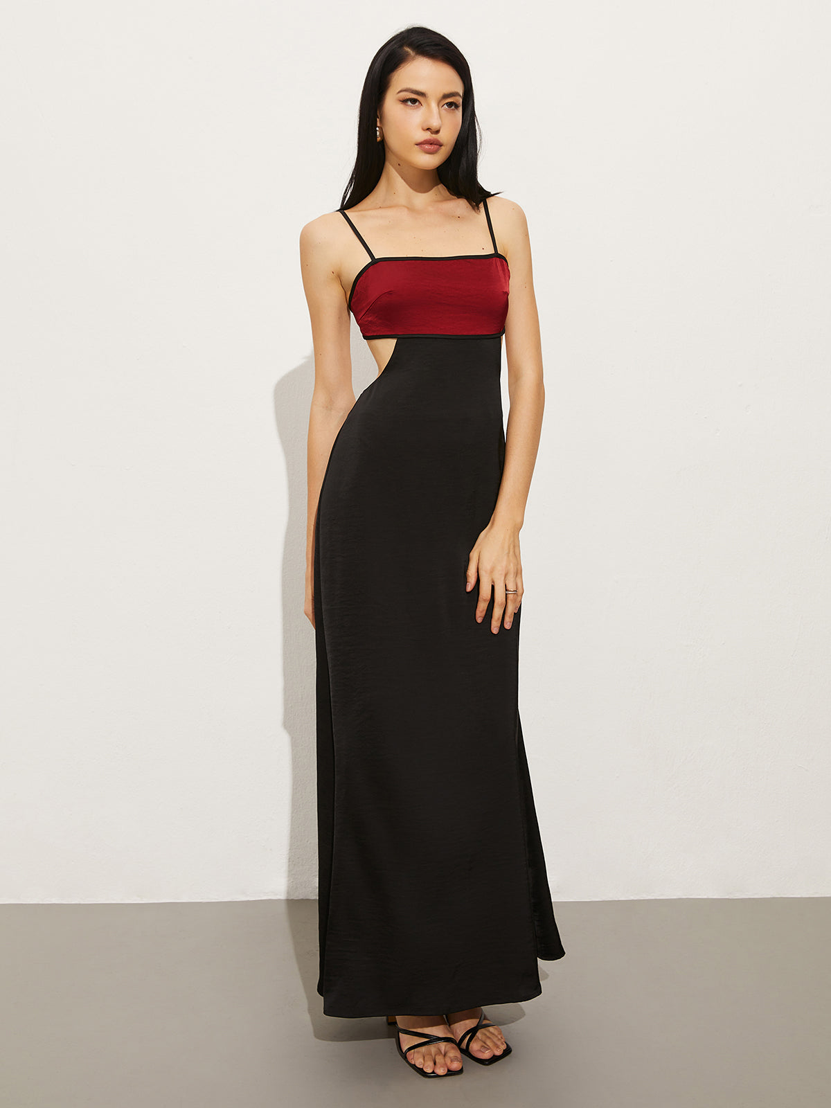 Colorblock Cutout Backless Dress