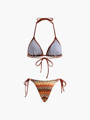 Halter Triangle Knit Bikini Set