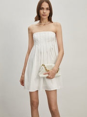 Strapless Pleated Short Dress