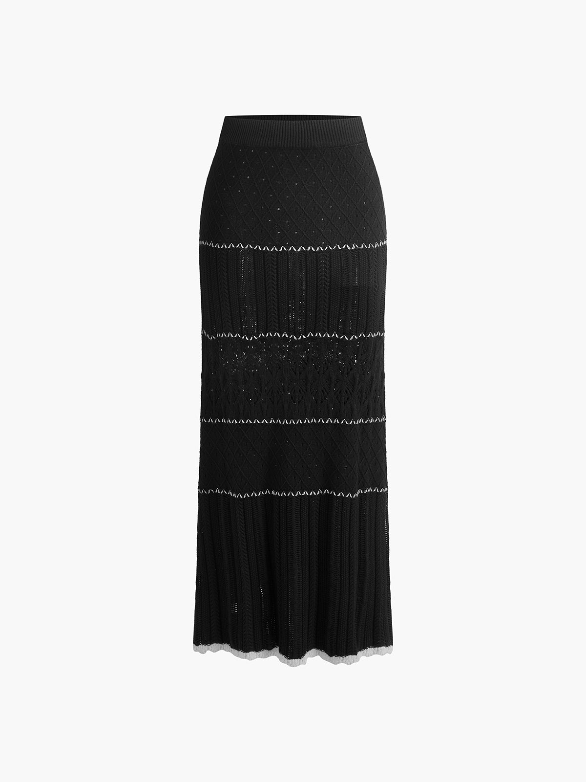 Contrast Binding Knit Maxi Skirt