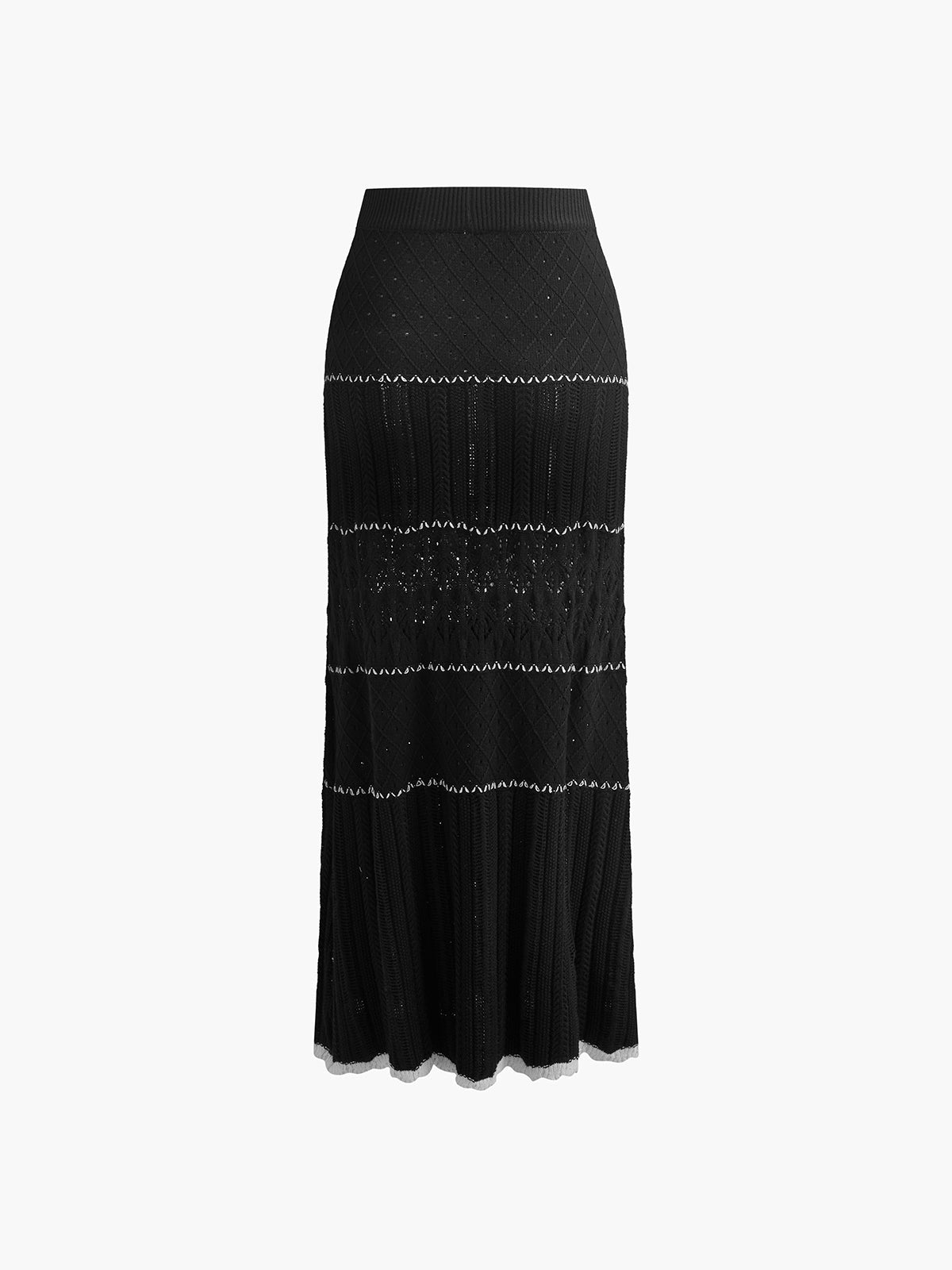 Contrast Binding Knit Maxi Skirt