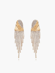 Crinkled Metal Rhinestone Earrings